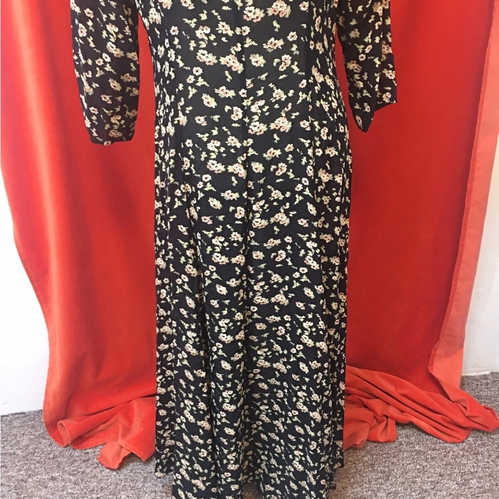 Carole Little 90s maxi dress scoop neck floral print size 10 - Picture 5 of 6